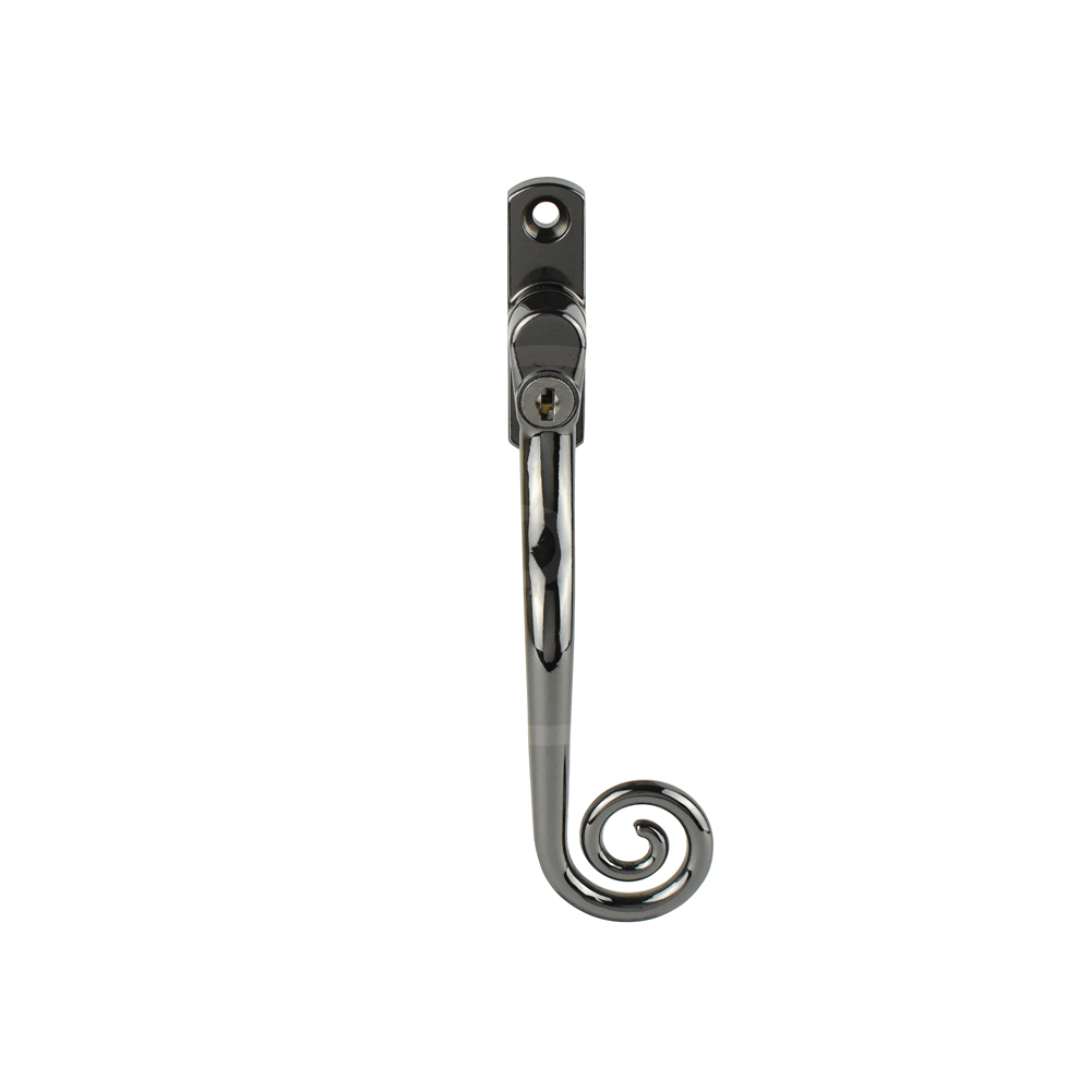 Cornish Heritage Monkey Tail Espag Window Handle - Smokey Chrome (Right-Hand)